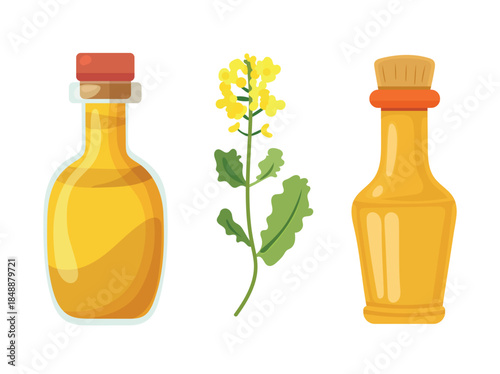 Mustard set. Flat vector clipart, illustration with isolated background.