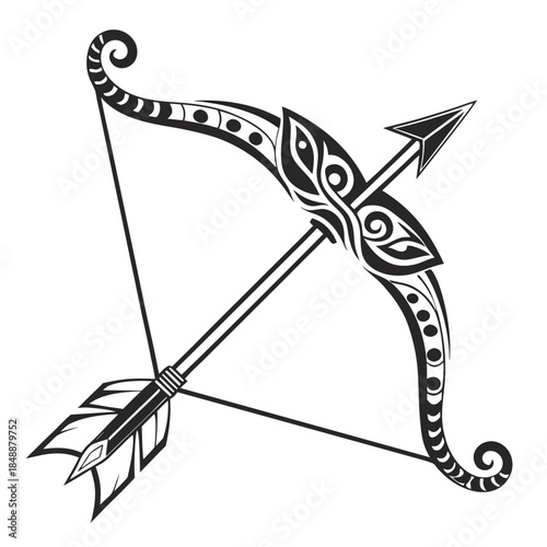 Intricate bow and arrow