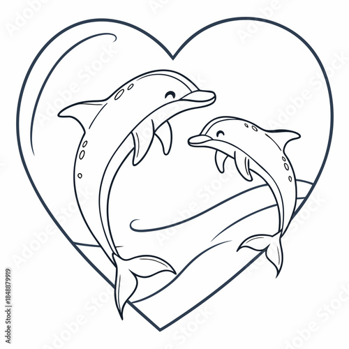 Two dolphins in a heart