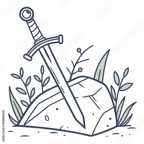Sword embedded in rock