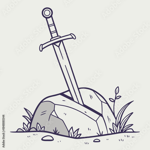 Sword embedded in rock