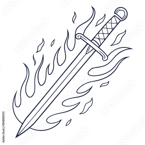 Flaming sword illustration