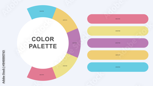 Pastel Color Palette Infographic – Modern Circular Chart with Hex Codes Vector