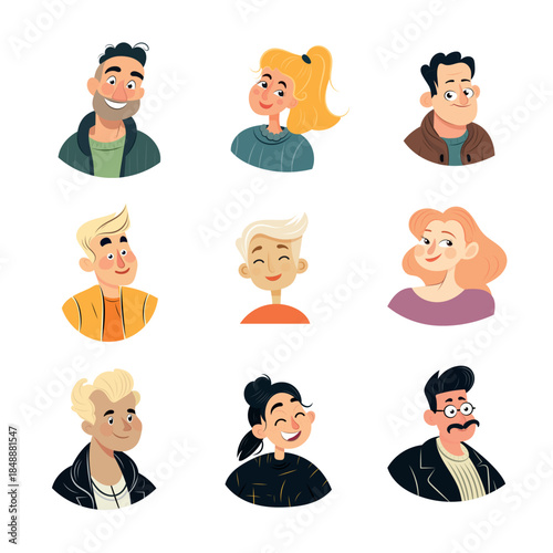 Cute cartoon people. Flat vector clipart, illustration with isolated background.