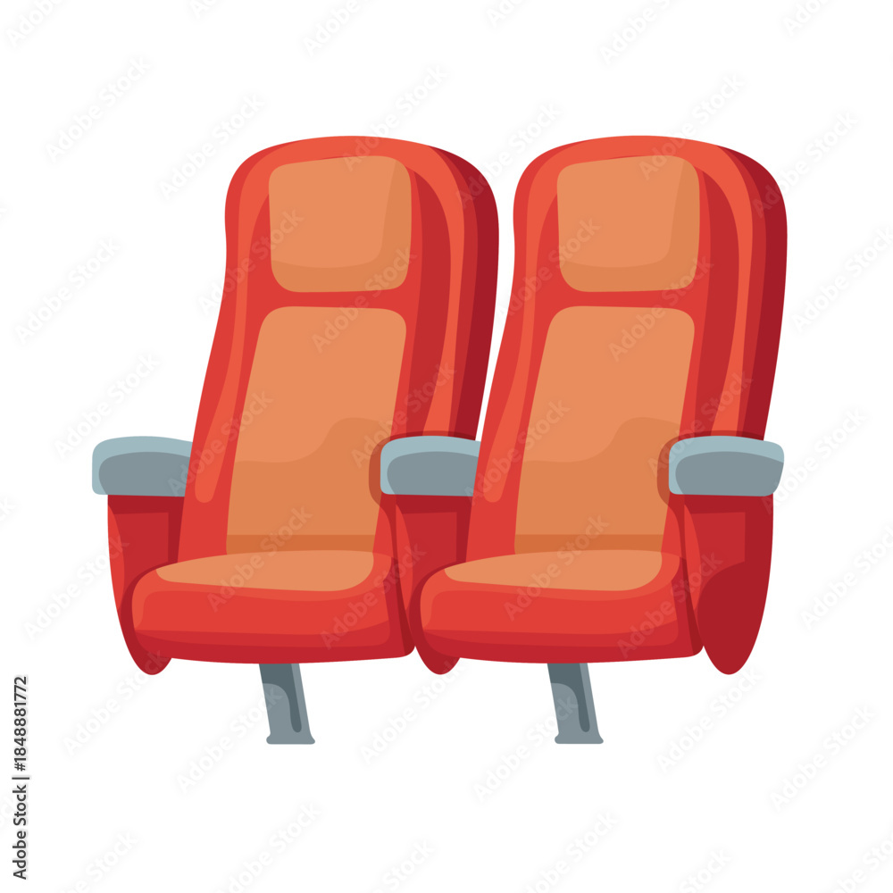 Fototapeta premium Cinema chairs. Flat vector clipart, illustration with isolated background.