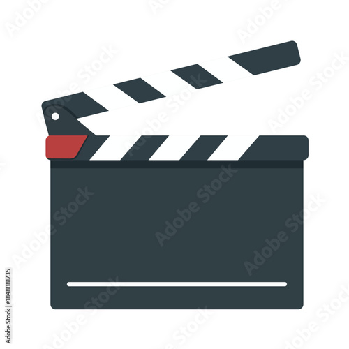 Clapperboard. Flat vector clipart, illustration with isolated background.