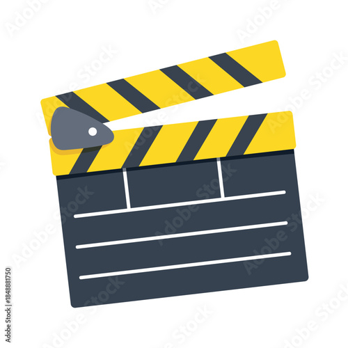 Clapperboard. Flat vector clipart, illustration with isolated background.