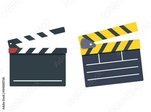 Clapperboard. Flat vector clipart, illustration with isolated background.