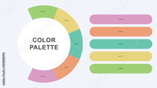Pastel Color Palette Infographic – Modern Circular Chart with Hex Codes Vector