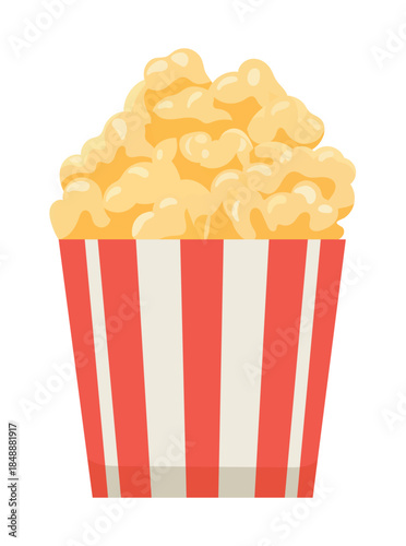 Popcorn. Flat vector clipart, illustration with isolated background.