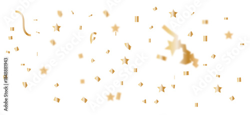 Vibrant Celebration Confetti Dynamic Abstract Pattern of Scattered Shapes, Golden Ribbons, and Festive Elements for New Year 2026, Birthdays, and Joyous Event Design Backgrounds.