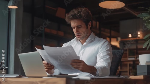 Late Night Business Professional – Young Executive Reviewing Documents in Coffee Shop for Corporate Marketing, Remote Work Lifestyle, and Business Success Stories