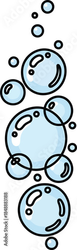 Set of cartoon water bubbles rising
