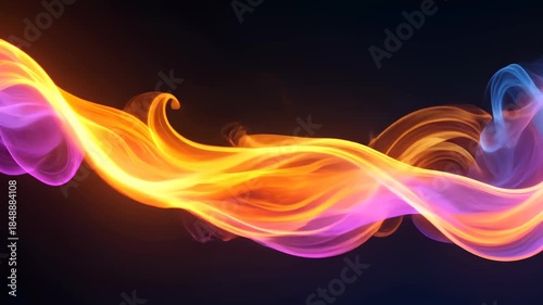 Colorful Energy Wave Animation - Abstract Flowing Light Stream on Dark Background for Motion Graphics, Video Transitions, and Digital Art Projects