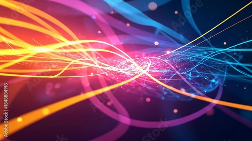 Digital Energy Flow – Colorful Neon Light Streams and Particles for Technology Presentations, Motion Backgrounds, and Digital Marketing