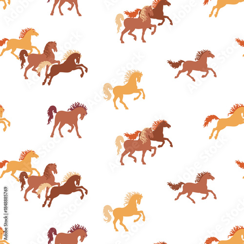 Horses in different poses background