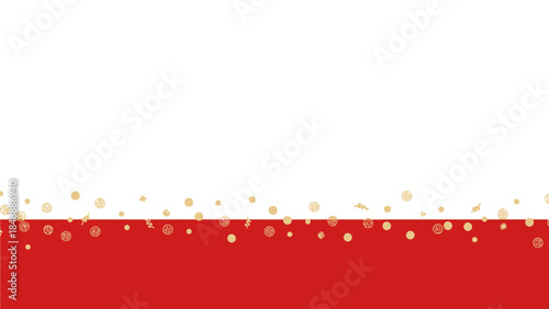 Red background with gold dots on a white to red gradient border