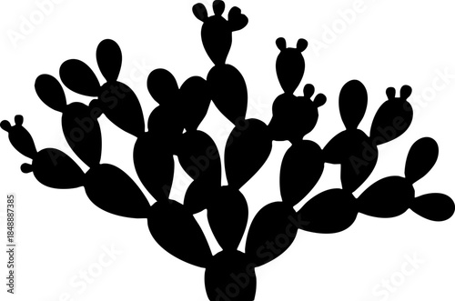 Prickly Pear Cactus Silhouette Vector Illustration Isolated Graphic