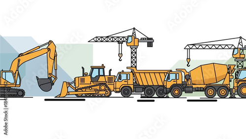Heavy machinery operating at a construction site