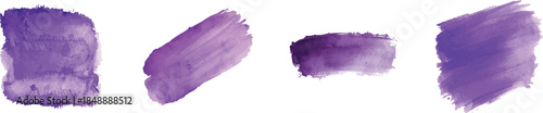 Purple watercolor brush set isolated on white background
