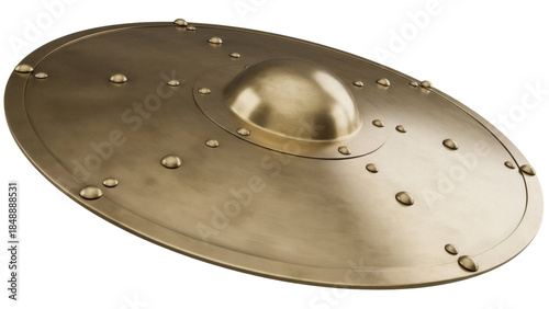 Canvas-taulu Bronze Viking shield isolated PNG, medieval warrior defense equipment with rivet