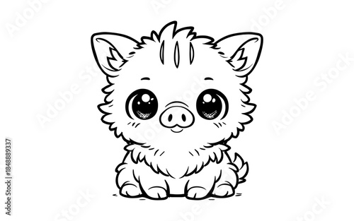 Cute baby pig sketch with adorable eyes and fluffy fur