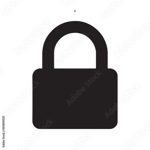 Simple Black Silhouette of a Padlock Icon Representing Security, Privacy, and Protection