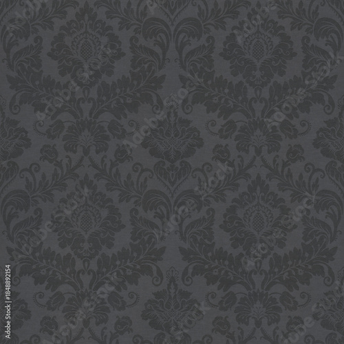 Black Damask Fabric Texture
