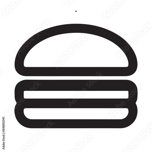 Minimalist icon of a burger, representing fast food and American cuisine in a simple, clean design