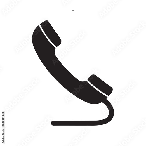Black silhouette of a vintage telephone receiver on a white background, representing communication and connectivity