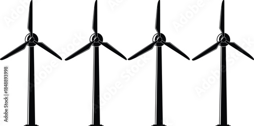 Wind turbine silhouette, renewable energy, sustainable power, clean electricity, en