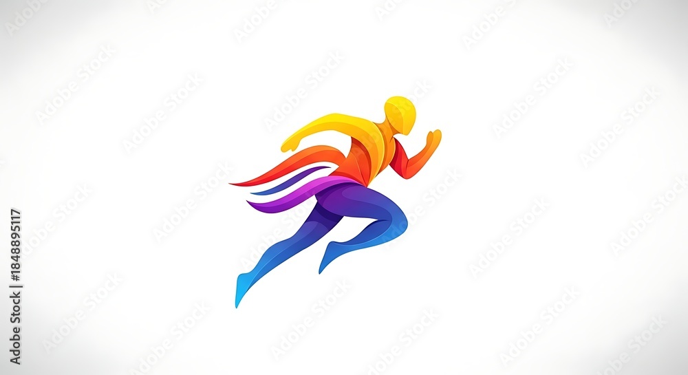 Naklejka premium Vibrant runner in motion with colorful gradient effect