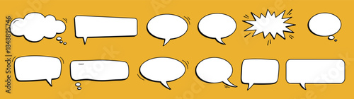 collection of hand drawn speech bubbles and comic elements