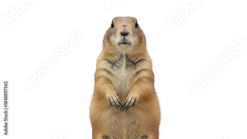 Fotografie Isolated prairie dog standing alert for danger in the grasslands of North Americ