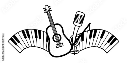 Professional hand tools set with hammers wrenches and screwdrivers line art vector.