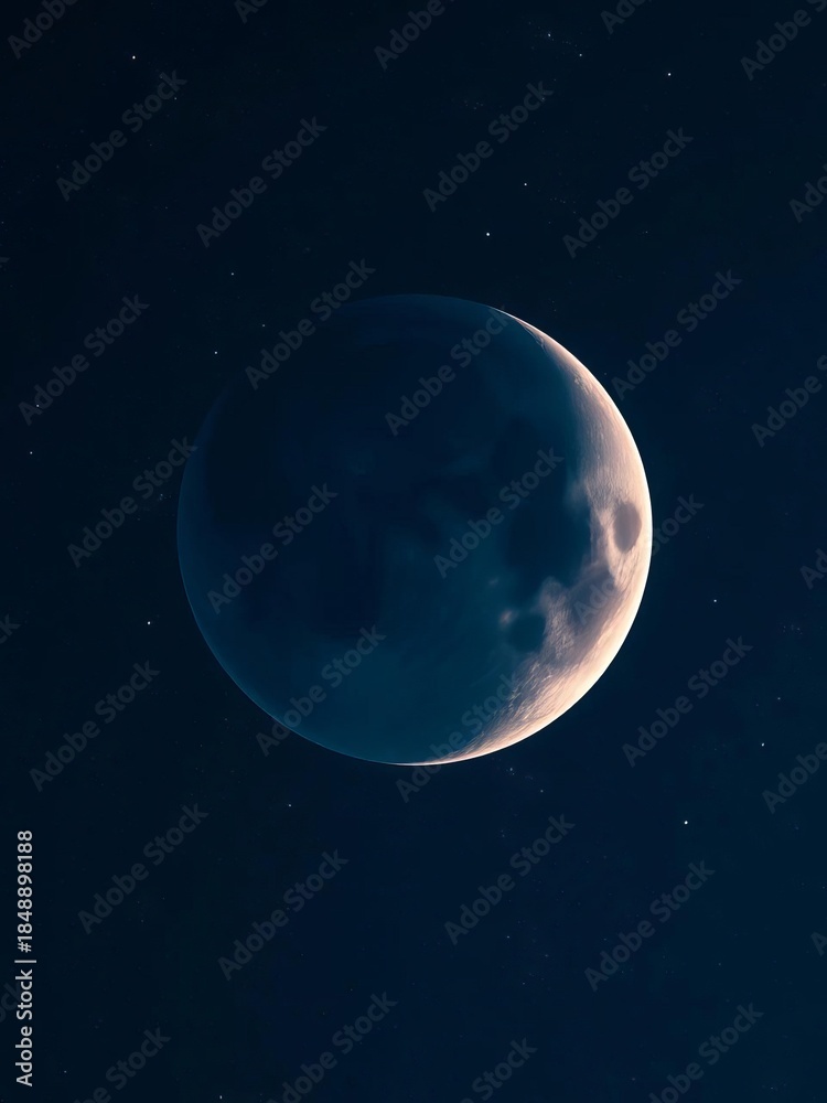 Fototapeta premium Vast lunar orb hanging in dark, star-dusted sky, a majestic celestial body looming over the night, sphere, night sky