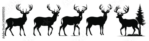 deer silhouette black vector bundle deer antler silhouettes