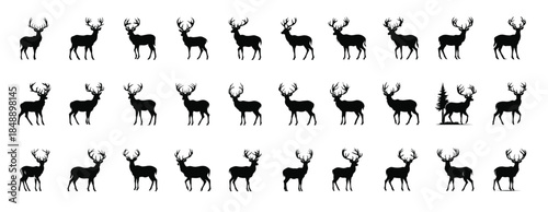 deer silhouette clipart bundle