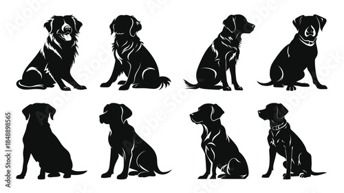 dog silhouettes black vector set silhouette of dogs collection