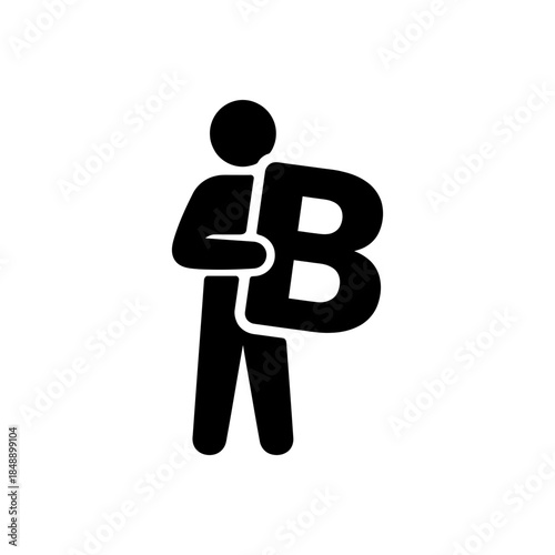 Man Holding B Alphabet Icon