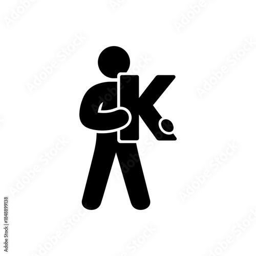 Man Holding K Alphabet Icon