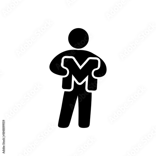 Man Holding M Alphabet Icon