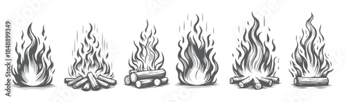 fiery expressions hand drawn flame illustration series