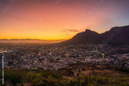 The sunrise on the signal hill on Cape Town 