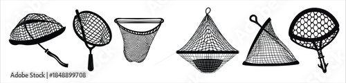 fishing nets vector silhouette bundle fishing nets