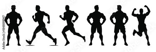  fitness silhouette clipart bundle muscle man black