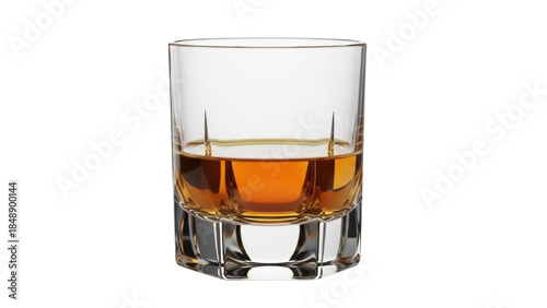 Fotografija Whiskey in a glass isolated PNG, amber liquid in a short tumbler on transparent