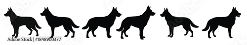 German Shepherd Dog Silhouettes – Black and White Vector Icons