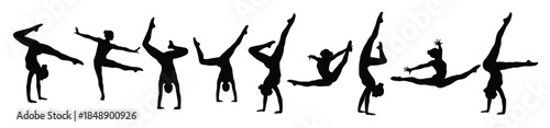 Gymnasts in various poses gymnastics silhouettes