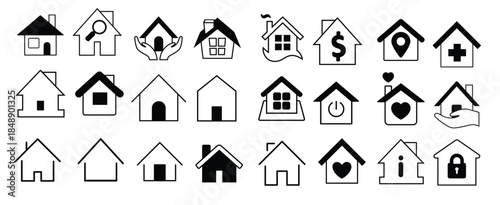 house icon set home vector illustration symbol building